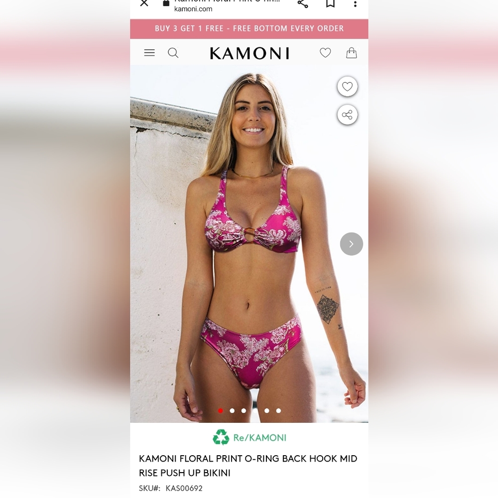 Kamoni Women's Pink Floral O-Ring Push-Up Bikini
